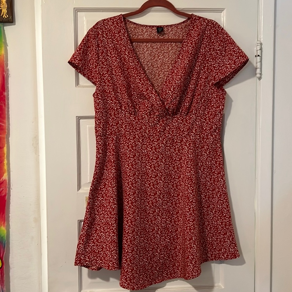Floral red baby doll dress